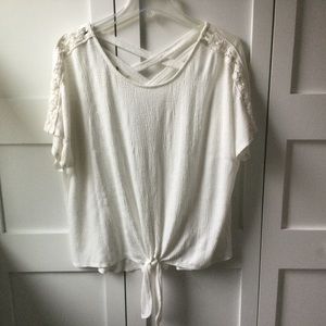 Tie Front Cross Back Tee Shirt Top
